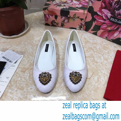 Dolce  &  Gabbana Leather Devotion Flats Slippers White 2021